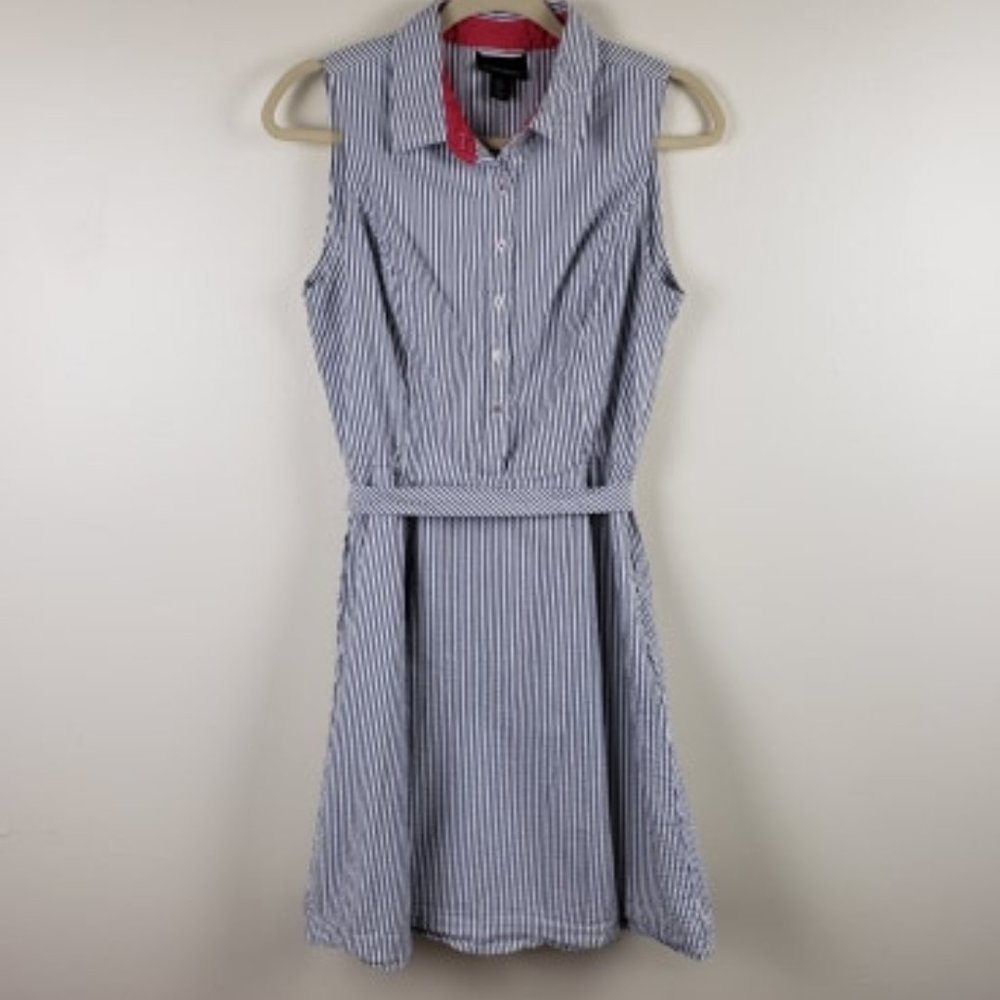 Cynthia Rowley Collared White/Blue Dress Medium